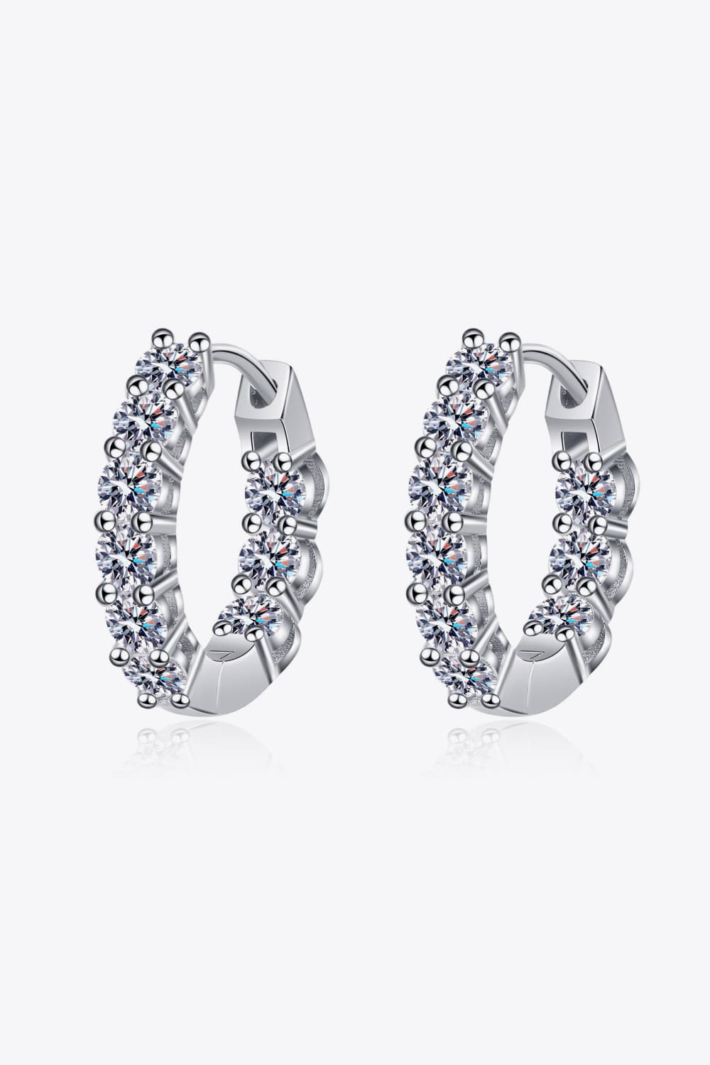 1.8 Ct Moissanite Crusted Huggie Hoop Earrings - Rhodium Vermeil- Claude Jewelry Moissanite - Shop claudejewelry.com