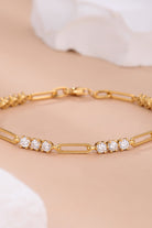 1.8 Ct Moissanite Stone & Chain Bracelet - 18k Gold Vermeil- Claude Jewelry Moissanite - Shop claudejewelry.com