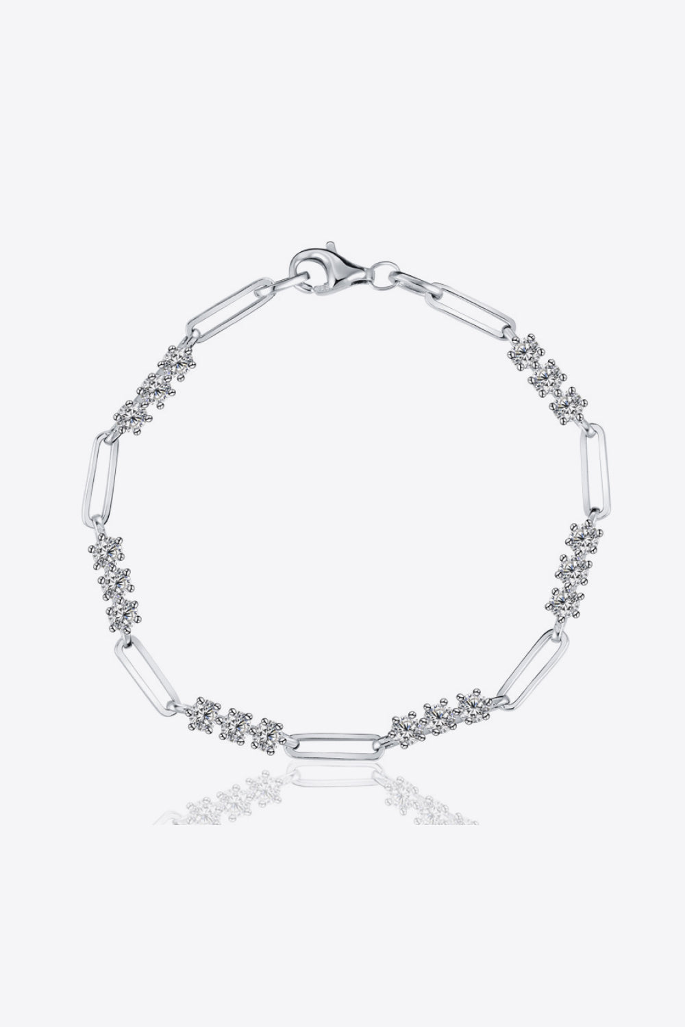 1.8 Ct Moissanite Stone & Chain Bracelet - Platinum Vermeil- Claude Jewelry Moissanite - Shop claudejewelry.com