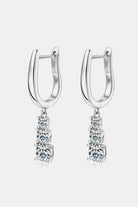 1.8 Ct Moissanite Three Stone Pyramid Drop Earrings - Platinum Vermeil- Claude Jewelry Moissanite - Shop claudejewelry.com