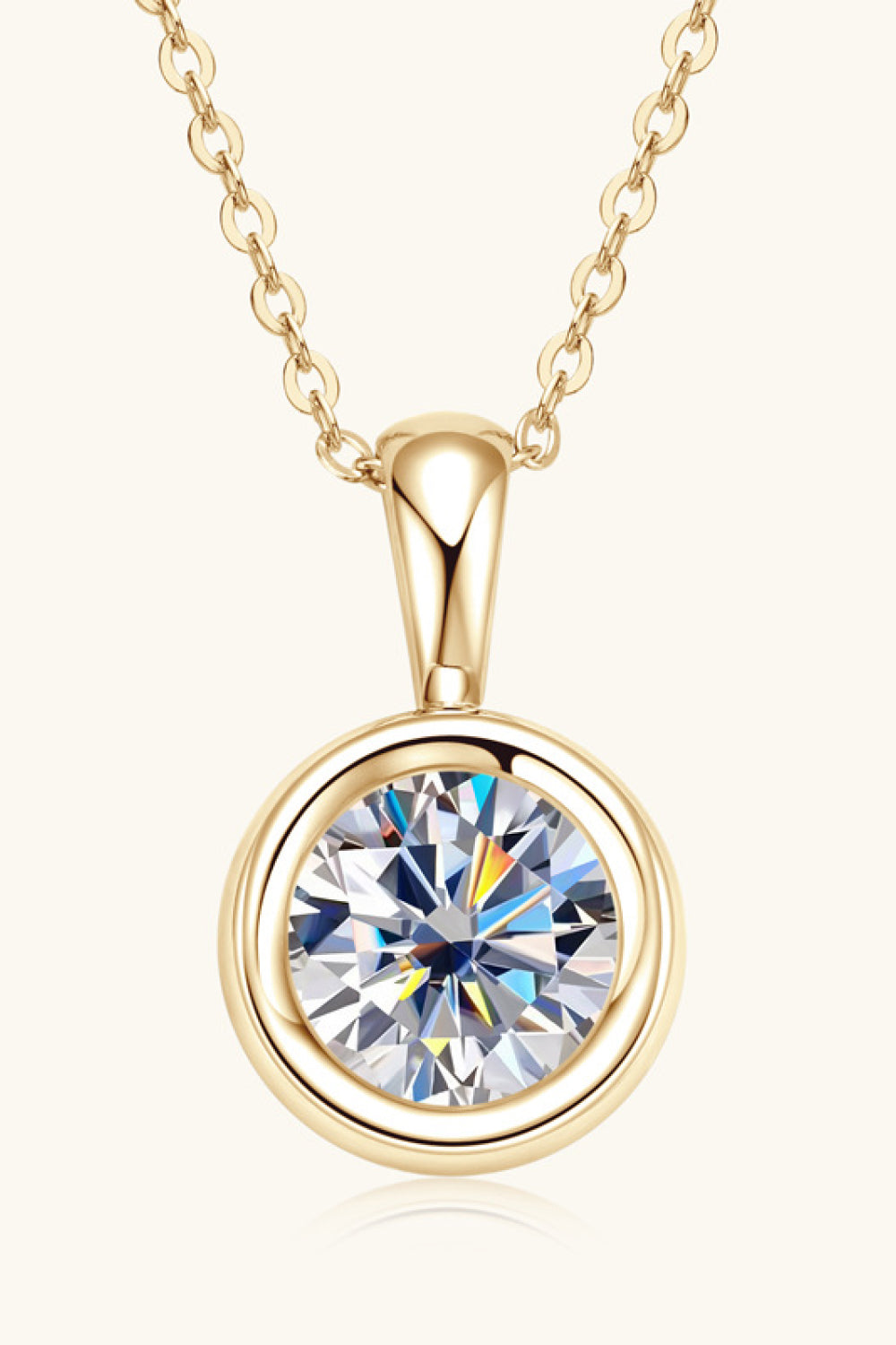 2 Carat Moissanite Bezel Set Necklace - 18k Gold Vermeil- Claude Jewelry Moissanite - Shop claudejewelry.com