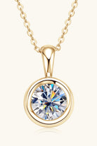 2 Carat Moissanite Bezel Set Necklace - 18k Gold Vermeil- Claude Jewelry Moissanite - Shop claudejewelry.com