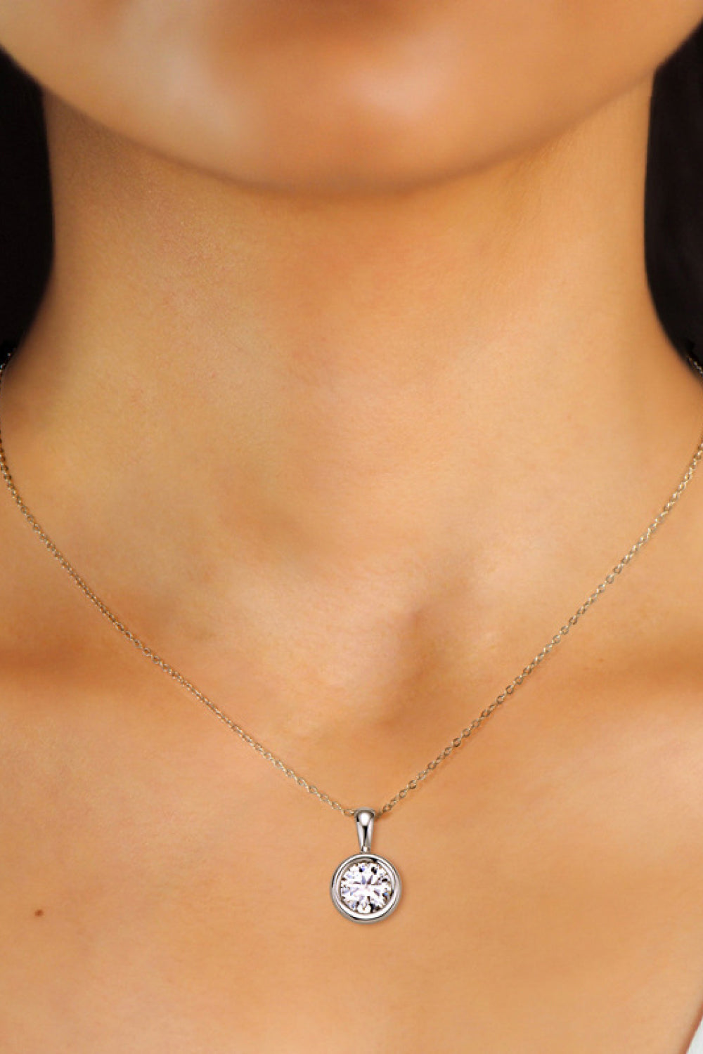 2 Carat Moissanite Bezel Set Necklace - - Claude Jewelry Moissanite - Shop claudejewelry.com