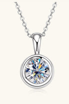 2 Carat Moissanite Bezel Set Necklace - - Claude Jewelry Moissanite - Shop claudejewelry.com