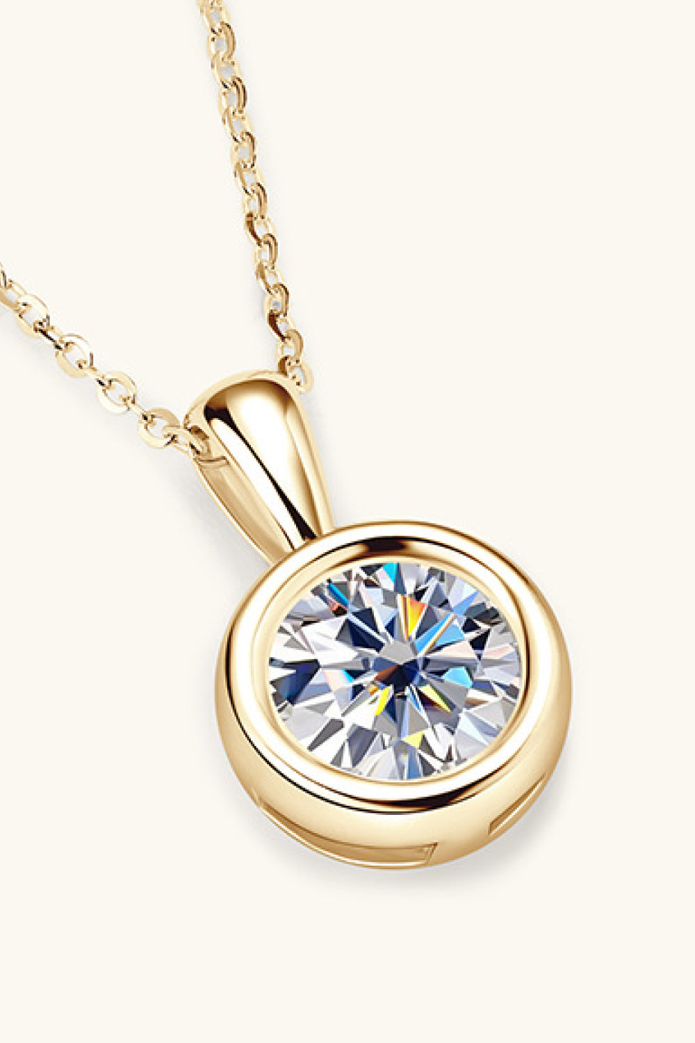 2 Carat Moissanite Bezel Set Necklace - - Claude Jewelry Moissanite - Shop claudejewelry.com