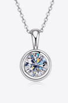 2 Carat Moissanite Bezel Set Necklace - Platinum Vermeil- Claude Jewelry Moissanite - Shop claudejewelry.com