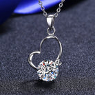 2 Carat Moissanite Heart Cursive Love Necklace - 925 Sterling Silver- Claude Jewelry Moissanite - Shop claudejewelry.com