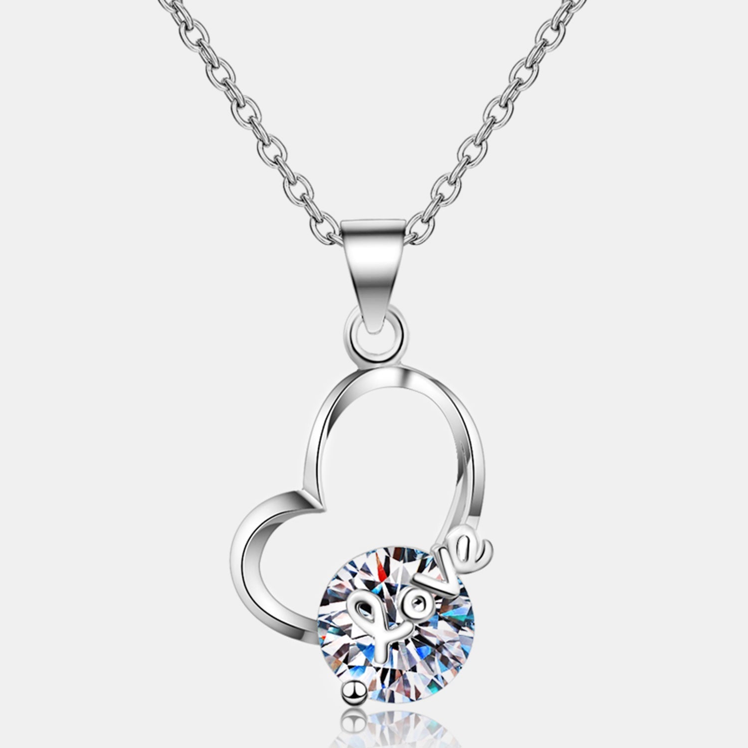 2 Carat Moissanite Heart Cursive Love Necklace - 925 Sterling Silver- Claude Jewelry Moissanite - Shop claudejewelry.com