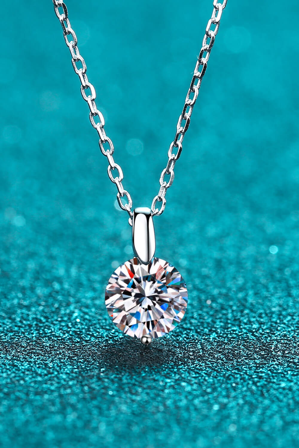 2 Ct Minimalist Moissanite Pendant Necklace - Rhodium Vermeil- Claude Jewelry Moissanite - Shop claudejewelry.com