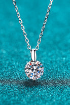 2 Ct Minimalist Moissanite Pendant Necklace - Rhodium Vermeil- Claude Jewelry Moissanite - Shop claudejewelry.com