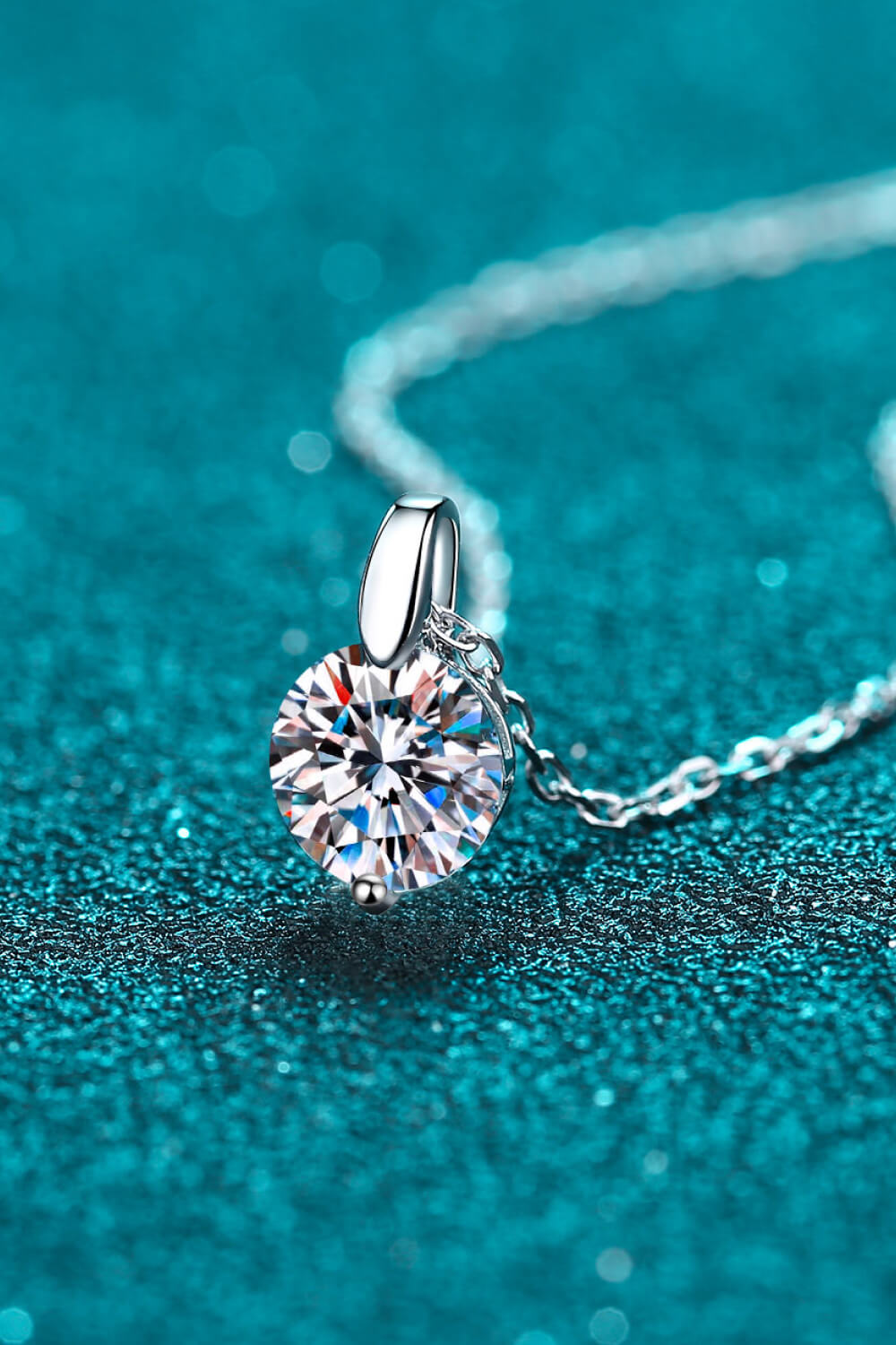 2 Ct Minimalist Moissanite Pendant Necklace - Rhodium Vermeil- Claude Jewelry Moissanite - Shop claudejewelry.com