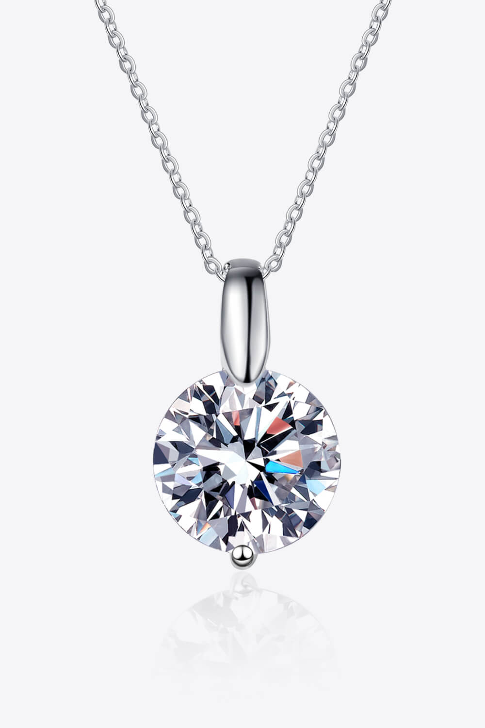 2 Ct Minimalist Moissanite Pendant Necklace - Rhodium Vermeil- Claude Jewelry Moissanite - Shop claudejewelry.com