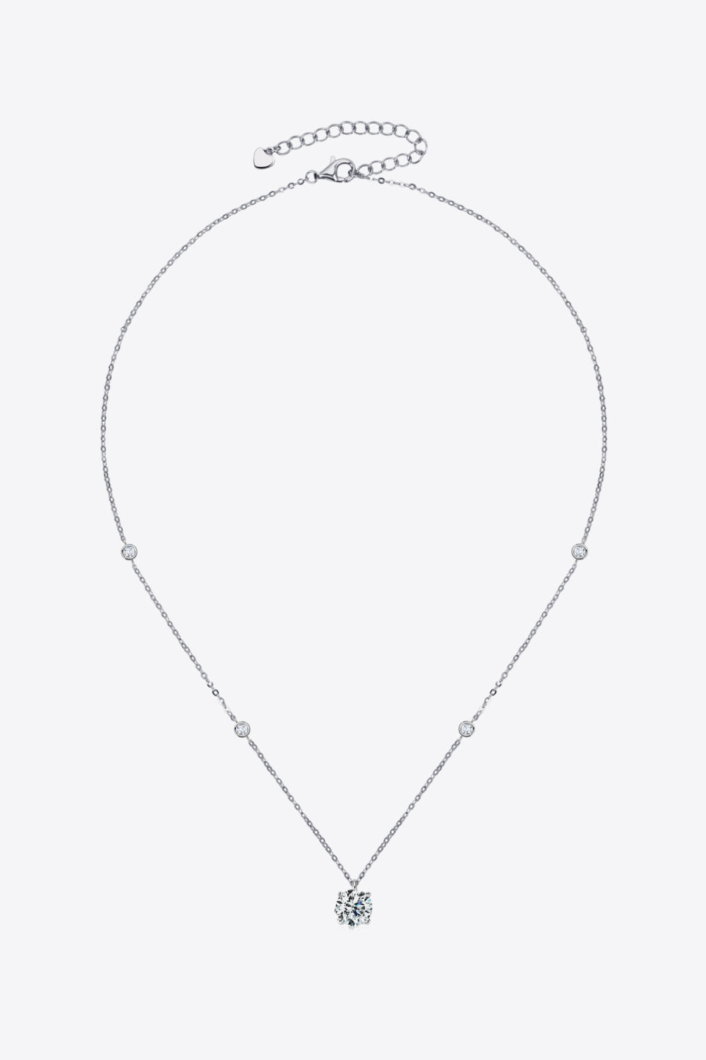 2 Ct Moissanite 4-Prong 925 Sterling Silver Necklace - Platinum Vermeil- Claude Jewelry Moissanite - Shop claudejewelry.com