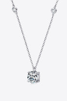 2 Ct Moissanite 4-Prong 925 Sterling Silver Necklace - Platinum Vermeil- Claude Jewelry Moissanite - Shop claudejewelry.com