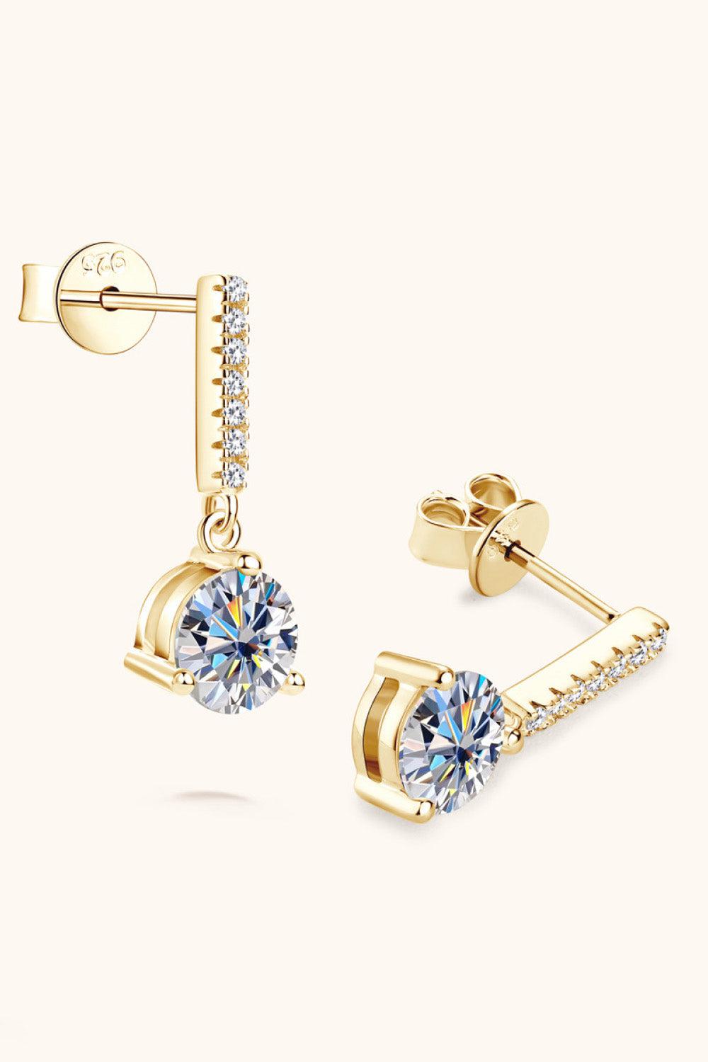 2 Ct Moissanite 925 Sterling Silver Drop Earrings - - Claude Jewelry Moissanite - Shop claudejewelry.com