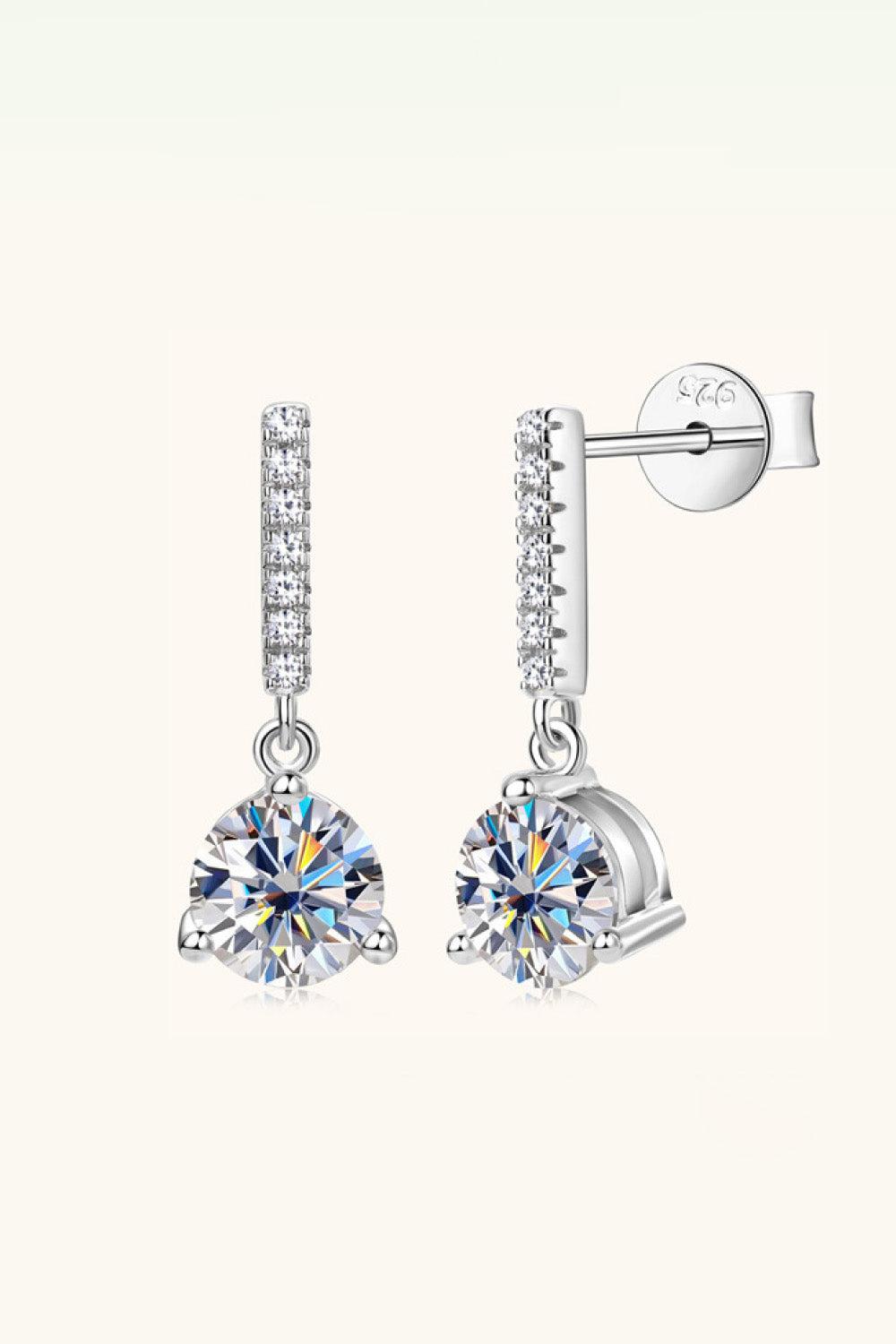 2 Ct Moissanite 925 Sterling Silver Drop Earrings - - Claude Jewelry Moissanite - Shop claudejewelry.com