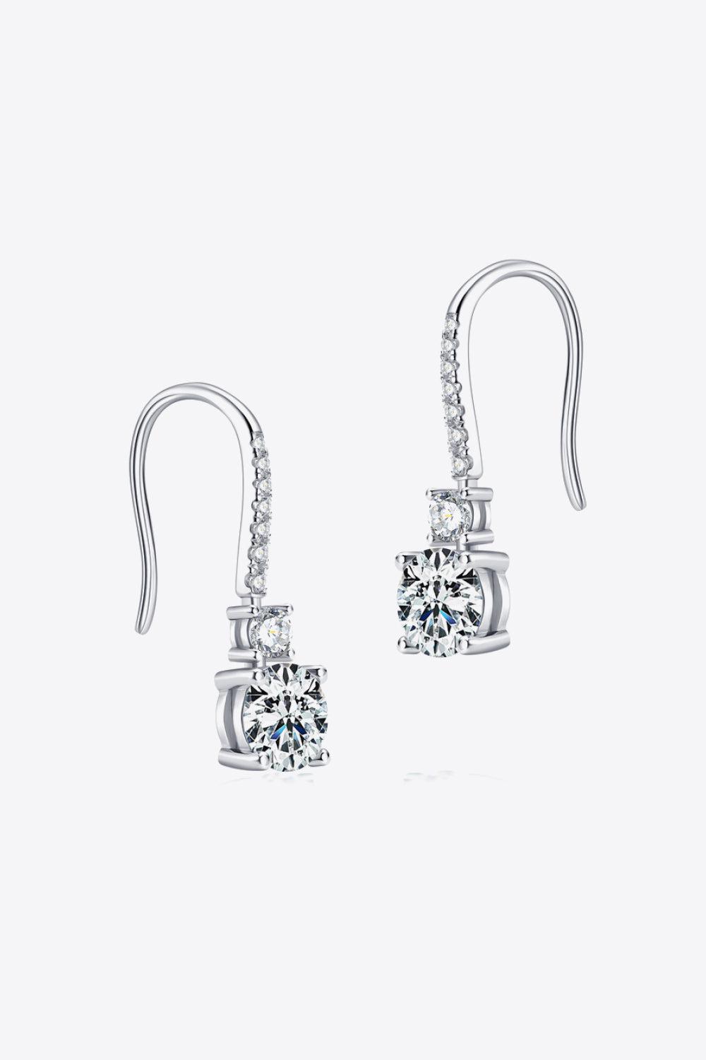 2 Ct Moissanite 925 Sterling Silver Drop Earrings - Platinum Vermeil- Claude Jewelry Moissanite - Shop claudejewelry.com