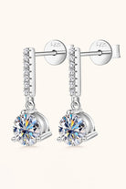 2 Ct Moissanite 925 Sterling Silver Drop Earrings - Platinum Vermeil- Claude Jewelry Moissanite - Shop claudejewelry.com