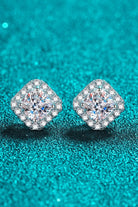 2 Ct Moissanite Cushion Halo Stud Earrings - Rhodium Vermeil- Claude Jewelry Moissanite - Shop claudejewelry.com