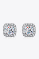 2 Ct Moissanite Cushion Halo Stud Earrings - Rhodium Vermeil- Claude Jewelry Moissanite - Shop claudejewelry.com