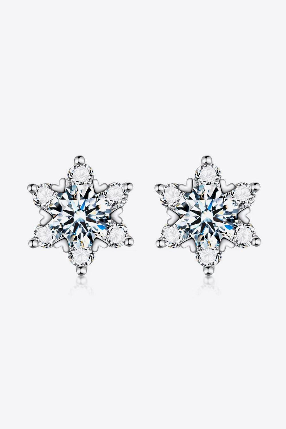 2 Ct Moissanite Floral Star Stud Earrings - Platinum Vermeil- Claude Jewelry Moissanite - Shop claudejewelry.com