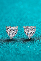 2 Ct Moissanite Heart-Shaped Stud Earrings - Rhodium Vermeil- Claude Jewelry Moissanite - Shop claudejewelry.com