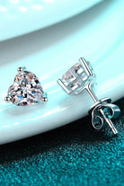 2 Ct Moissanite Heart-Shaped Stud Earrings - Rhodium Vermeil- Claude Jewelry Moissanite - Shop claudejewelry.com