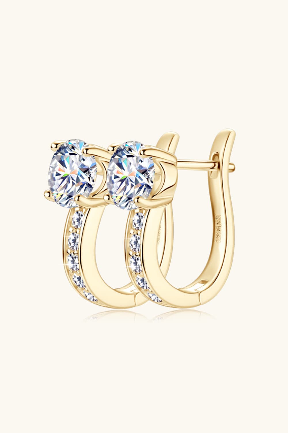 2 Ct Moissanite Huggie U-Shape Earrings - 18k Gold Vermeil- Claude Jewelry Moissanite - Shop claudejewelry.com