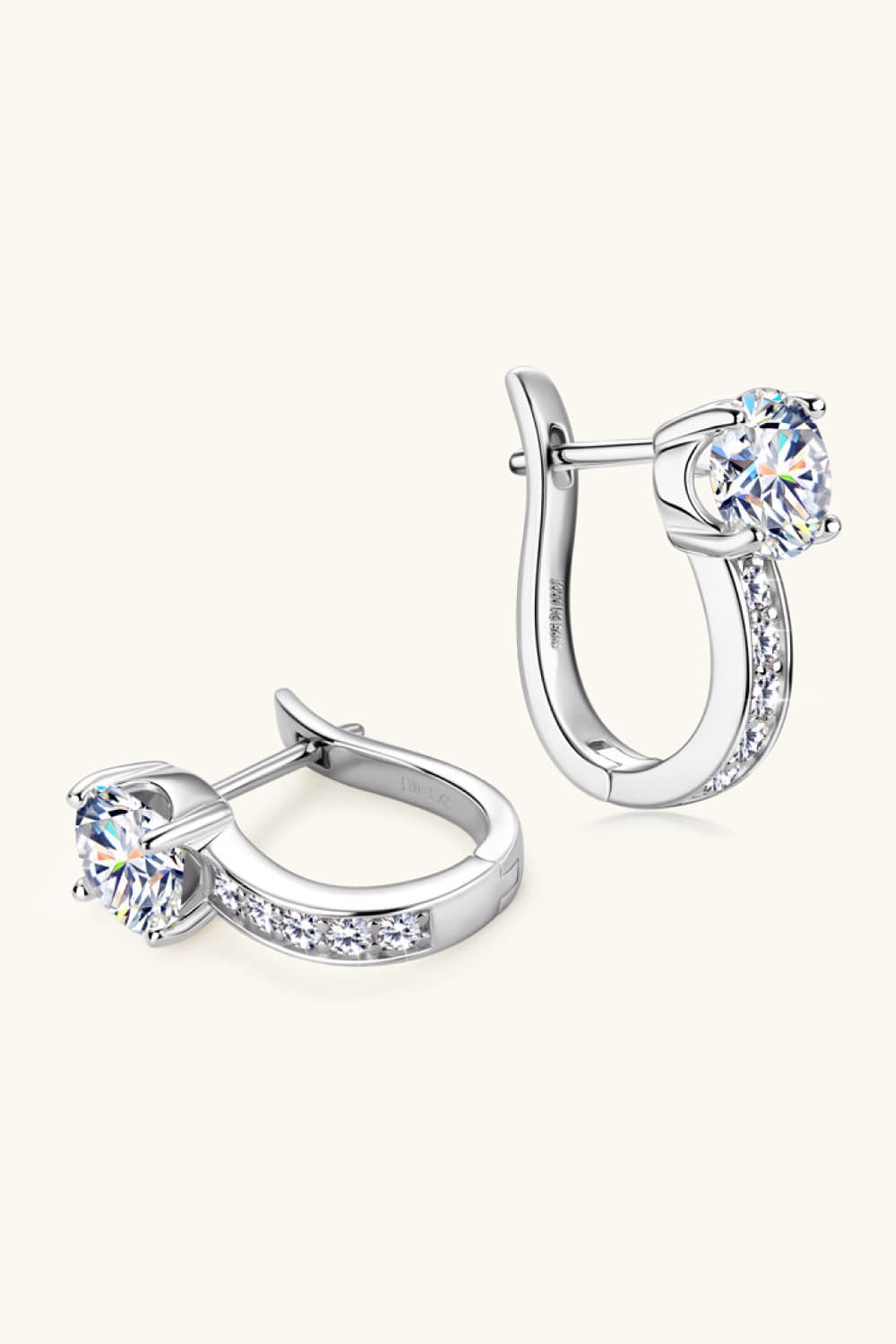 2 Ct Moissanite Huggie U-Shape Earrings - - Claude Jewelry Moissanite - Shop claudejewelry.com