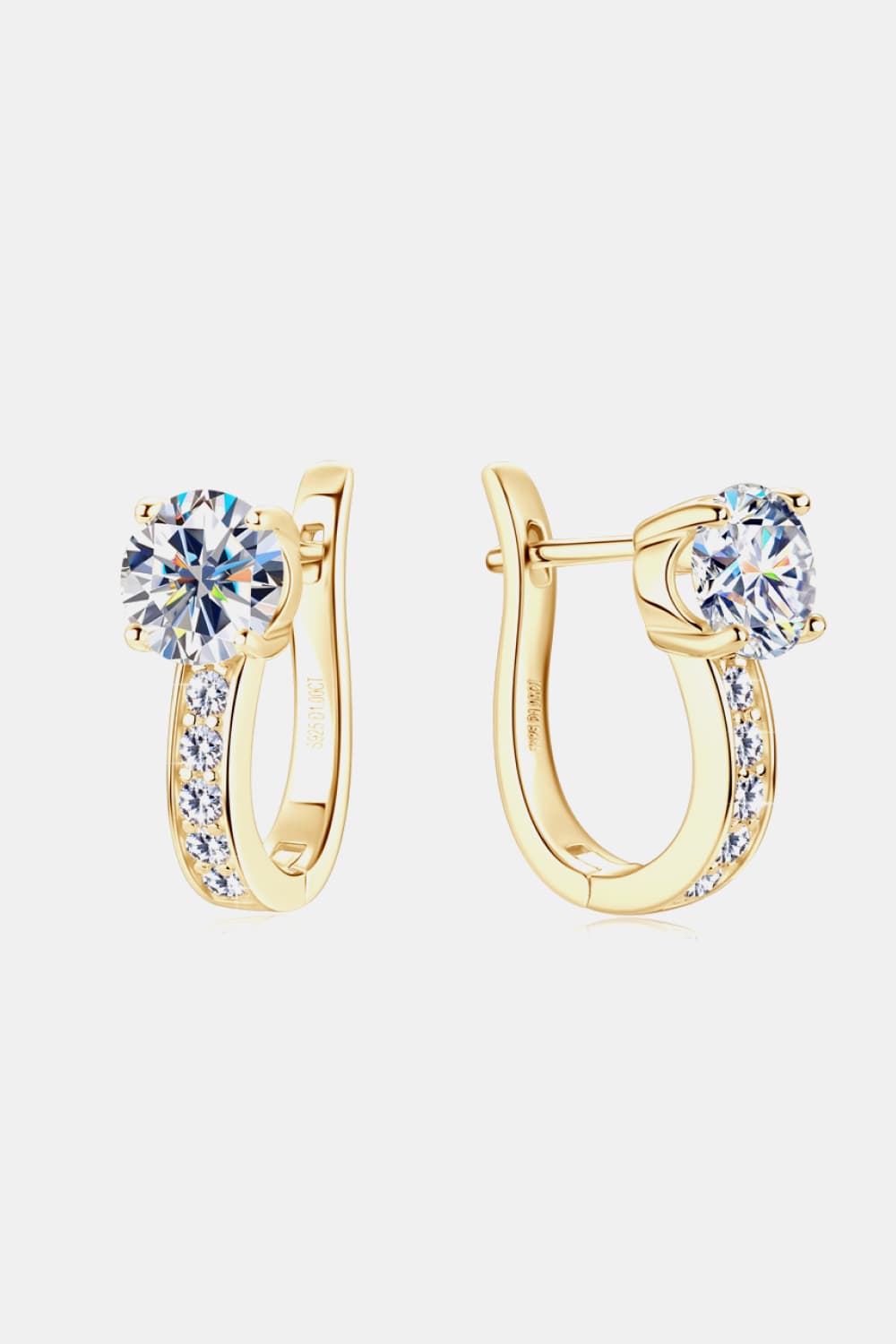 2 Ct Moissanite Huggie U-Shape Earrings - - Claude Jewelry Moissanite - Shop claudejewelry.com