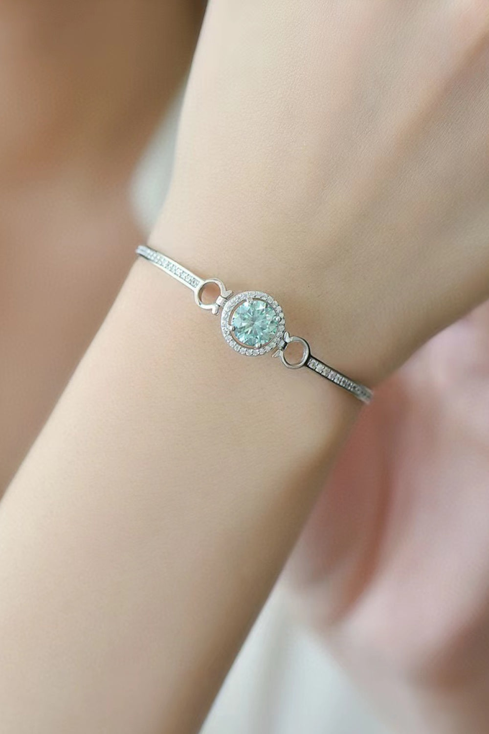 2 Ct Moissanite Mint Platinum Vermeil Bracelet - Mint/White- Claude Jewelry Moissanite - Shop claudejewelry.com