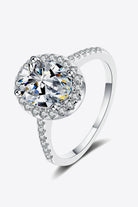 2 Ct Moissanite Oval Halo Ring - Rhodium Vermeil-4- Claude Jewelry Moissanite - Shop claudejewelry.com