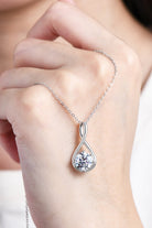 2 Ct Moissanite Platinum Swirl Drop Necklace - Platinum Vermeil- Claude Jewelry Moissanite - Shop claudejewelry.com