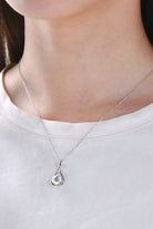 2 Ct Moissanite Platinum Swirl Drop Necklace - Platinum Vermeil- Claude Jewelry Moissanite - Shop claudejewelry.com