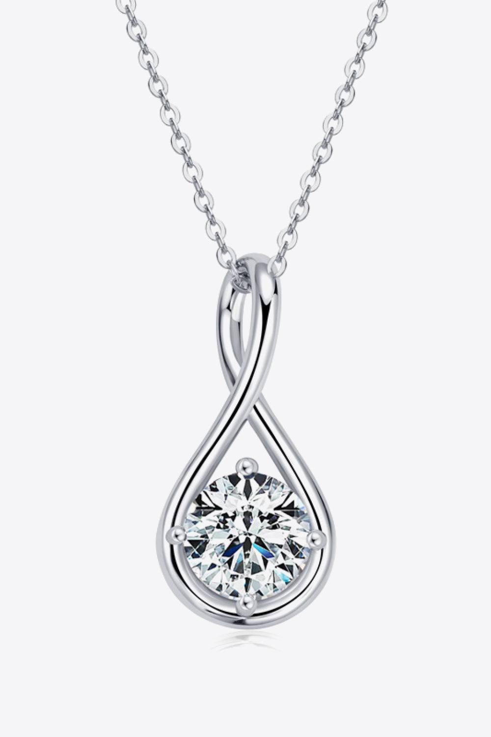 2 Ct Moissanite Platinum Swirl Drop Necklace - Platinum Vermeil- Claude Jewelry Moissanite - Shop claudejewelry.com