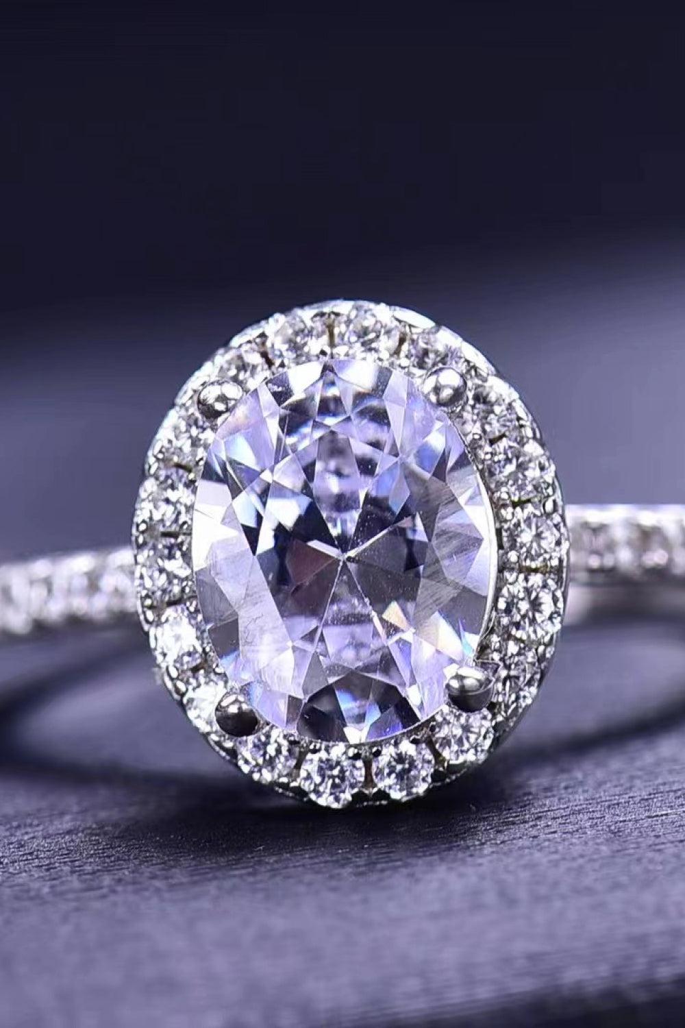 2 Ct Moissanite Platinum Vermeil Oval Ring - - Claude Jewelry Moissanite - Shop claudejewelry.com