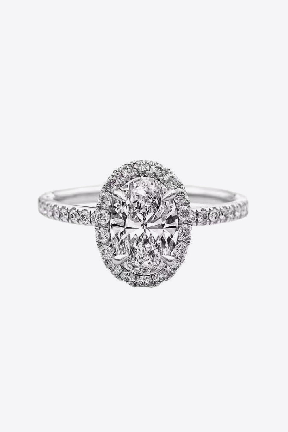 2 Ct Moissanite Platinum Vermeil Oval Ring - White-5- Claude Jewelry Moissanite - Shop claudejewelry.com