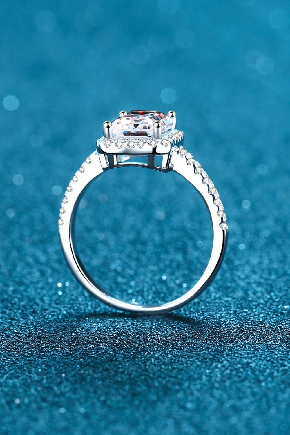 2 Ct Moissanite Rhodium Vermeil Halo Ring - - Claude Jewelry Moissanite - Shop claudejewelry.com