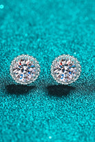 2 Ct Moissanite Rope Rimmed Stud Earrings - Rhodium Vermeil- Claude Jewelry Moissanite - Shop claudejewelry.com