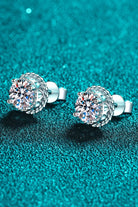 2 Ct Moissanite Rope Rimmed Stud Earrings - Rhodium Vermeil- Claude Jewelry Moissanite - Shop claudejewelry.com