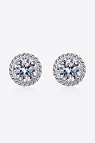 2 Ct Moissanite Rope Rimmed Stud Earrings - Rhodium Vermeil- Claude Jewelry Moissanite - Shop claudejewelry.com