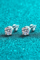 2 Ct Moissanite Round Stud Earrings - Rhodium Vermeil- Claude Jewelry Moissanite - Shop claudejewelry.com