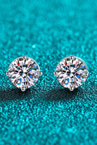 2 Ct Moissanite Round Stud Earrings - Rhodium Vermeil- Claude Jewelry Moissanite - Shop claudejewelry.com