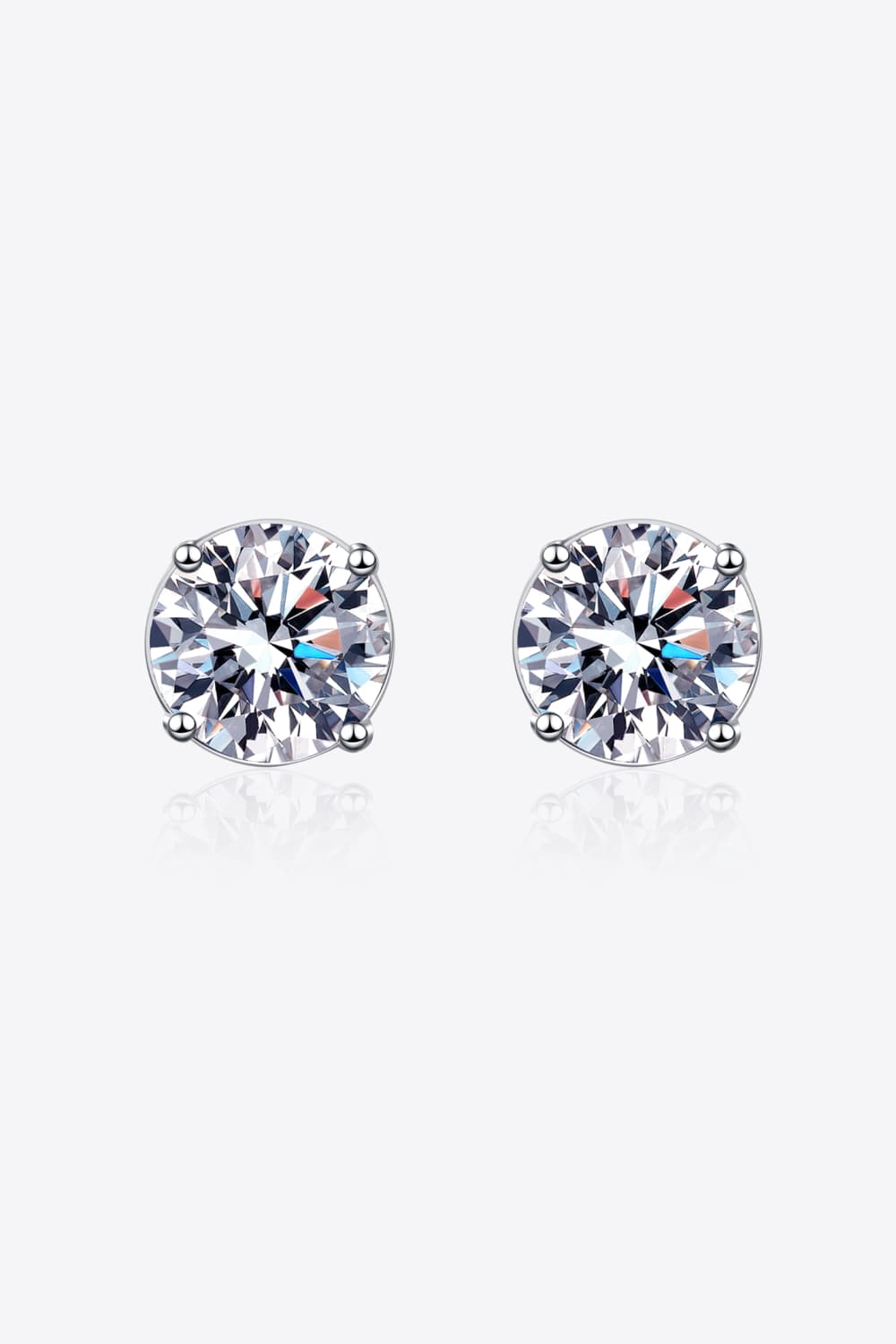 2 Ct Moissanite Round Stud Earrings - Rhodium Vermeil- Claude Jewelry Moissanite - Shop claudejewelry.com