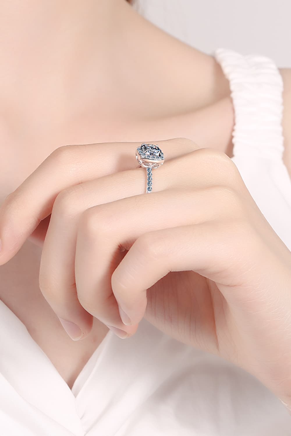 2 Ct Moissanite Square Halo Ring - - Claude Jewelry Moissanite - Shop claudejewelry.com