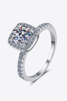 2 Ct Moissanite Square Halo Ring - Rhodium Vermeil-5- Claude Jewelry Moissanite - Shop claudejewelry.com