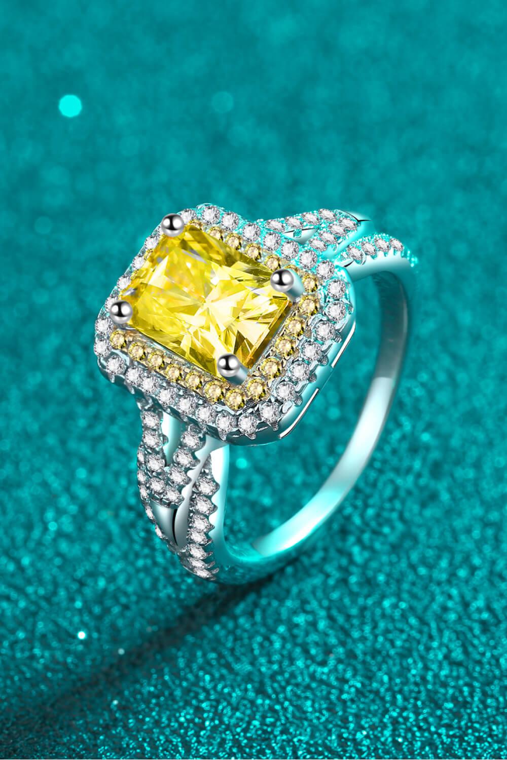 2 Ct Moissanite Statement Ring - Yellow-4- Claude Jewelry Moissanite - Shop claudejewelry.com