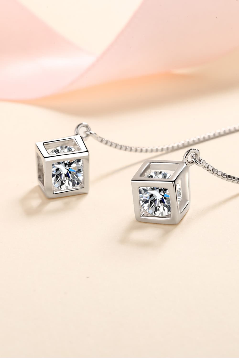 2 Ct Moissanite Stone in Box Threader Earrings - Rhodium Vermeil- Claude Jewelry Moissanite - Shop claudejewelry.com