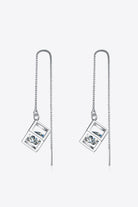 2 Ct Moissanite Stone in Box Threader Earrings - Rhodium Vermeil- Claude Jewelry Moissanite - Shop claudejewelry.com