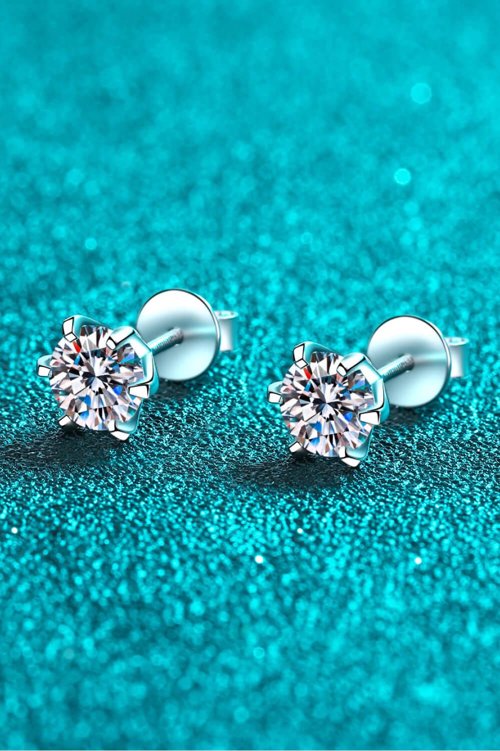 2 Ct Moissanite Stud Earrings - Rhodium Vermeil- Claude Jewelry Moissanite - Shop claudejewelry.com